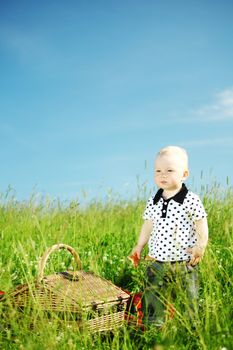 young smile boy enjoy on picnic 