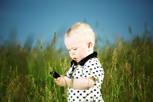 young smile boy call by phone