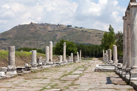Via Tecta, the Roman sacred street leading to the Asklepion in Roman city Pergamum. 