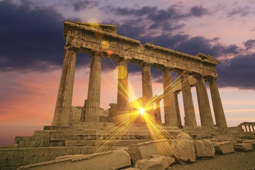 Parthenon Greek temple on the acropolis in Athens, Greece