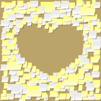 Post it notes heart, office confessions on the corkboard