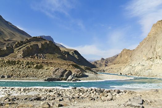 Indus mountain river in the Himalayas