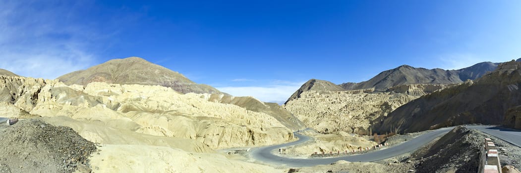 panorama of mountain road in the Himalayas