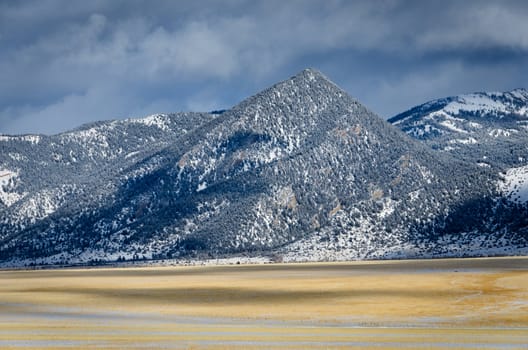 The Madison Range and Madison Valley in winter, Madison County, Montana, USA