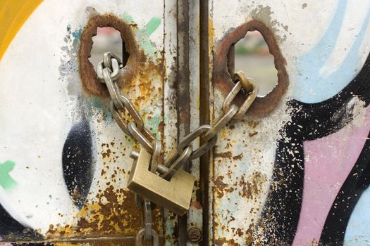 Bolt in a painted iron door