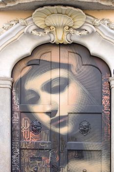 Virgin Mary painted on a door, Milan