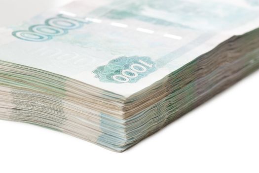 Stack of thousand rouble bills