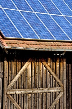 Solar panel on old barn