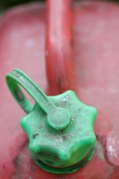 Plastic cap of a red petrol can