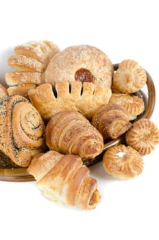Bakery foodstuffs set on a white background