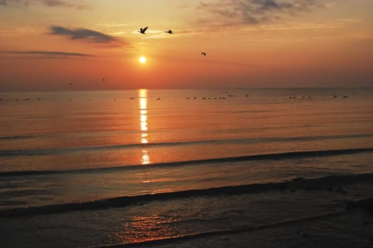 beautiful landscape of sky and water at Sunrise