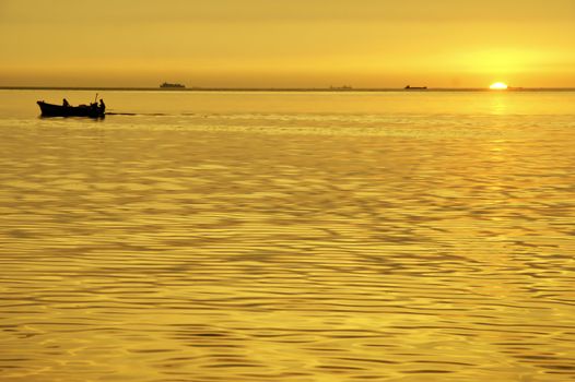 beautiful landscape of sky and water at Sunrise