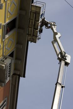 Crane working in a building