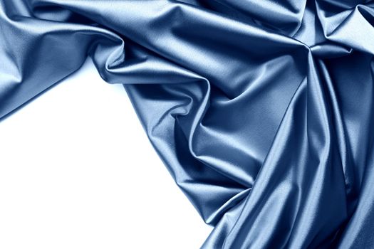 blue satin isolated on white closse up