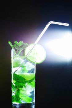 mojito isolated on black close up