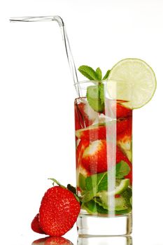 strawberry mojito isolated on white