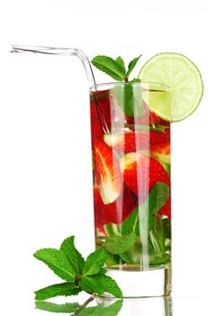 strawberry mojito isolated on white