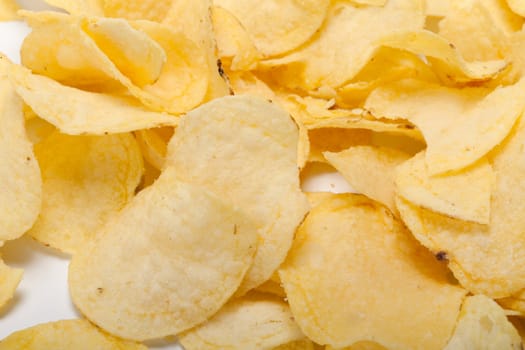 potato chips isolated on white background 