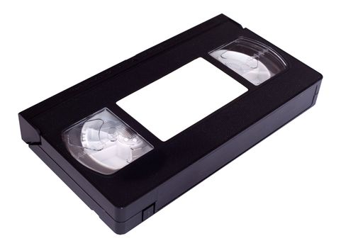 VHS cassette with wite label isolated on white
