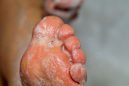 the water massage of tired feet