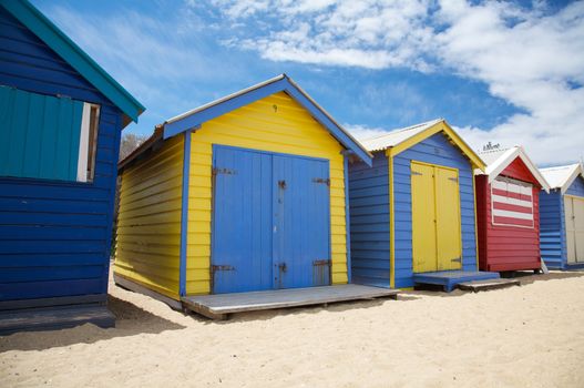 Colourful beach huts at the Beach in Melbourne, Australia
