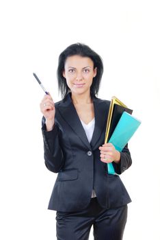 Successful businesswoman with document folder and pen