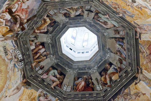 Florence - Duomo .The Last Judgement. Inside the cupola: 3600 m2 of frescoes, created by Giorgio Vasari and Federico Zuccari, who worked there from 1572 to 1579.