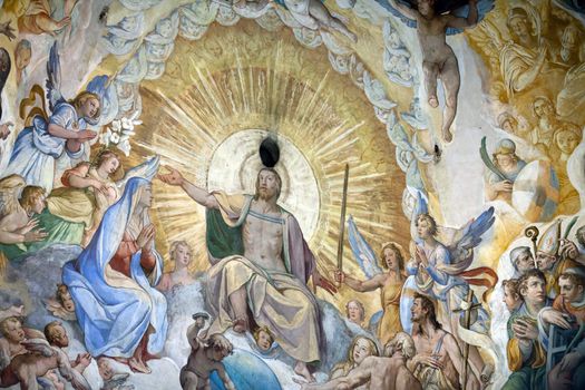 Florence - Duomo .The Last Judgement. Inside the cupola: 3600 m2 of frescoes, created by Giorgio Vasari and Federico Zuccari, who worked there from 1572 to 1579.