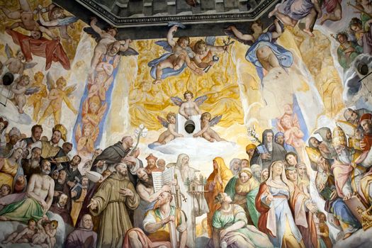 Florence - Duomo .The Last Judgement. Inside the cupola: 3600 m2 of frescoes, created by Giorgio Vasari and Federico Zuccari, who worked there from 1572 to 1579.