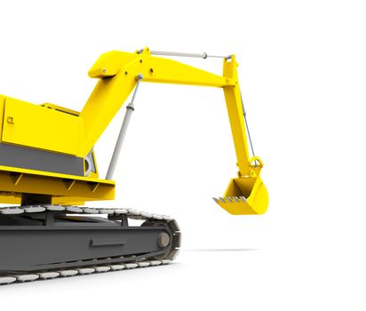 Yellow excavator isolated on white