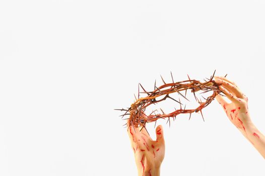 crown of thorns and bloody hands