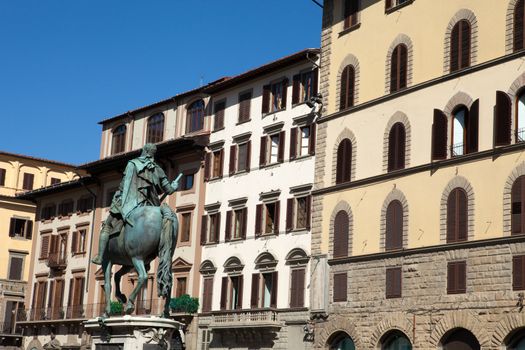 Florence - Piazza della Signoria The equestrian statue of Cosimo I de Medici by Gianbologna 