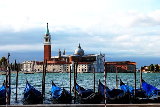 beautifull view of the drifting gondolas in Venice