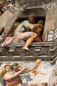 Florence - Duomo .The Last Judgement. Inside the cupola: 3600 m2 of frescoes, created by Giorgio Vasari and Federico Zuccari, who worked there from 1572 to 1579.