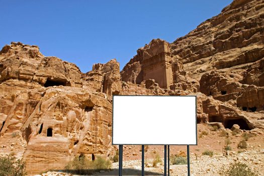 billboard in the desert of southern Jordan