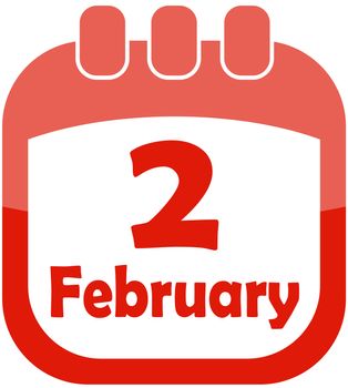Icon February 2 calendar vector illustration