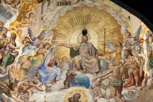 Florence - Duomo .The Last Judgement. Inside the cupola: 3600 m2 of frescoes, created by Giorgio Vasari and Federico Zuccari, who worked there from 1572 to 1579.