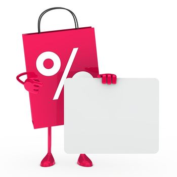 pink sale bag hold a white billboard