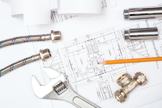 plumbing and drawings are on the desktop, workspace engineer