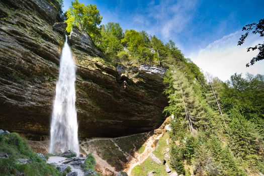 Julian Alps in Slovenia - ultra wide photo of Pericnik waterfall