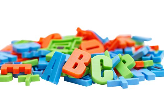 Colorful alphabet letters on a magnet