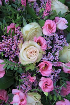 Mixed flower arrangement in different shades of pink and purple