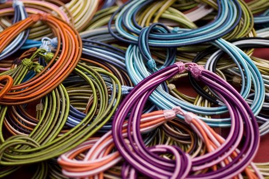 A lot of colorful necklaces