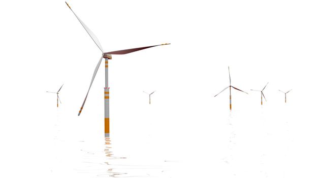 white wind turbine generating electricity on sea
