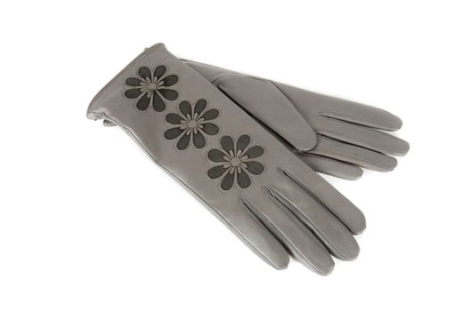 brown modern female leather gloves isolated on a white