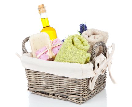 toiletries for relaxation, isolated on white background