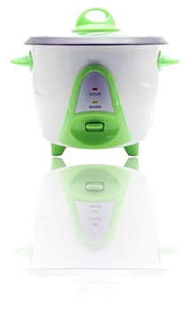 electronic rice cooker with its reflection