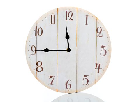 Old wall clock isolated on white
