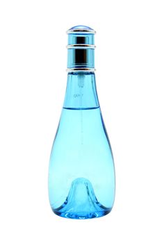 full glass light blue spray bottle