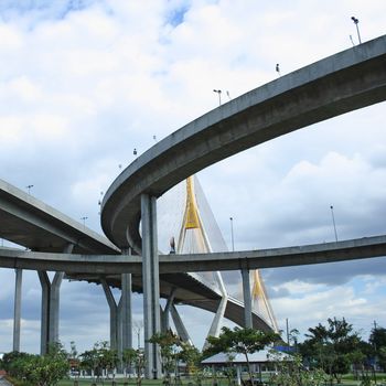 Bhumibol Bridge also casually call as Industrial Ring Road Bridge, Samut Prakarn,Thailand